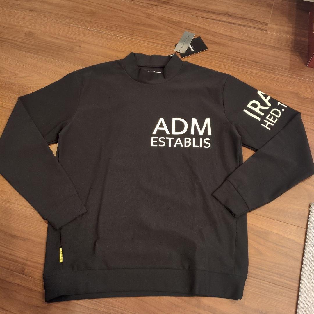 【新品】アドミラルゴルフ メンズ 長袖モックネックシャツ М黒