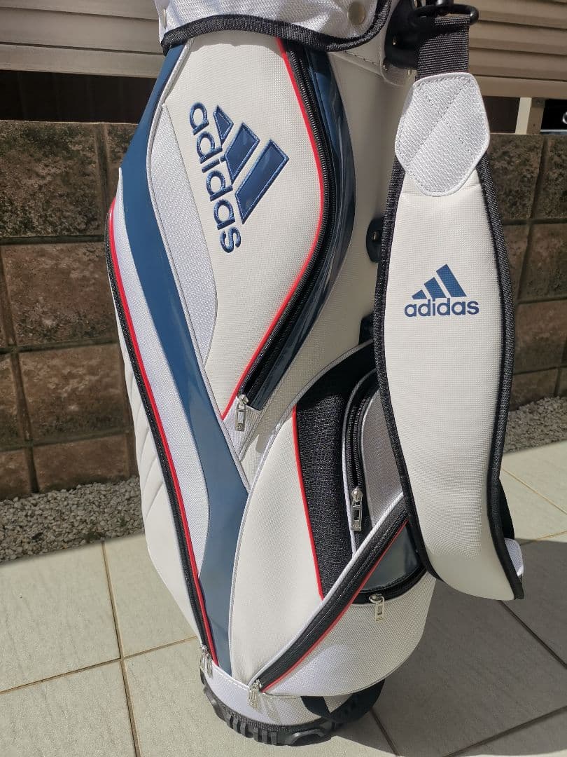 美品 adidas キャディバッグ ホワイト/ネイビー AWR92