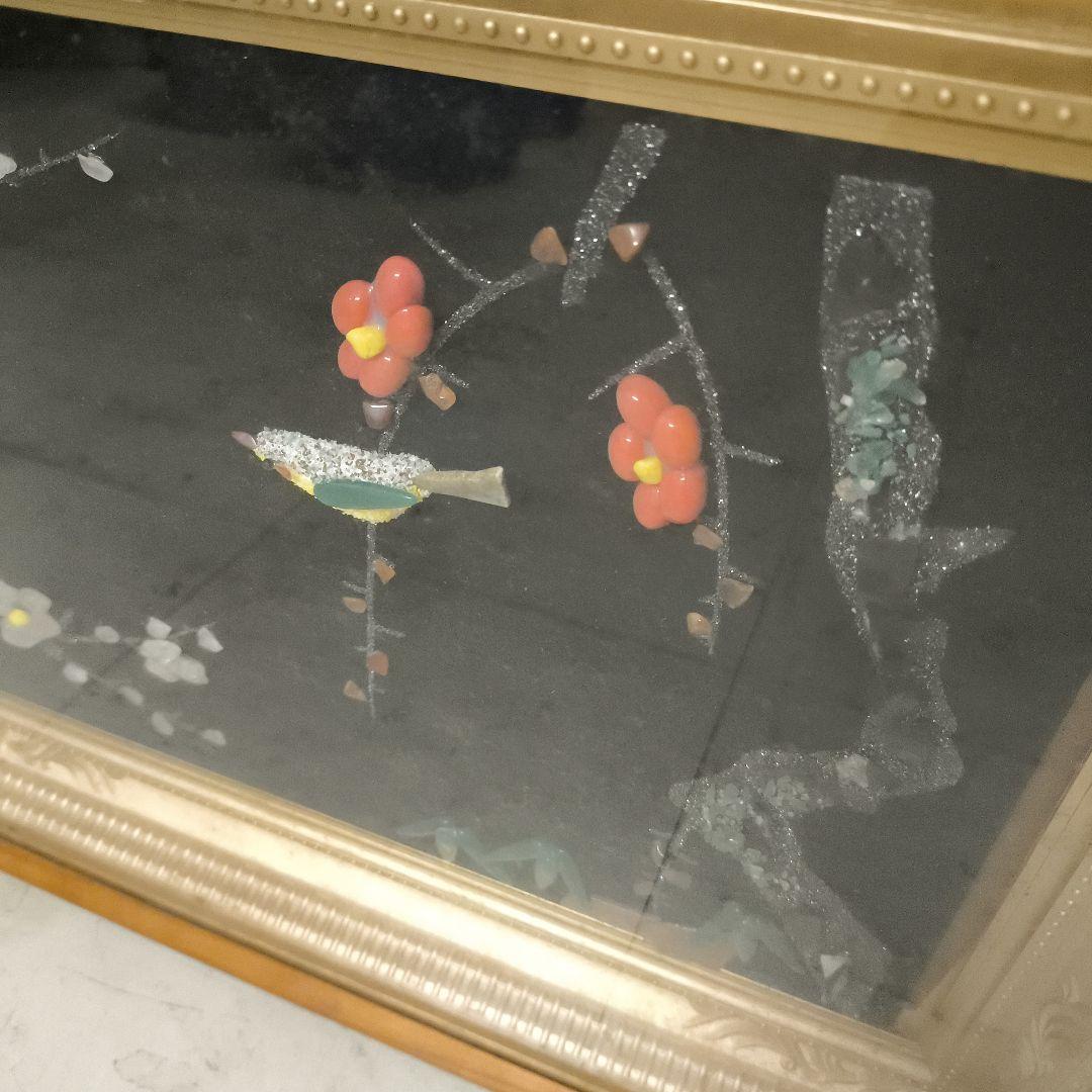 貴石画★花と鳥のデザイン アート作品