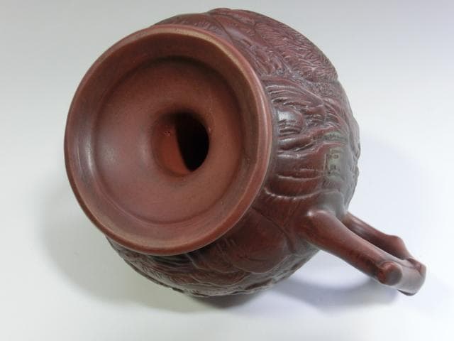 水注■朱泥桃型水差し 猿紋 書道道具 古玩 唐物 中国 古美術 時代物 骨董品■
