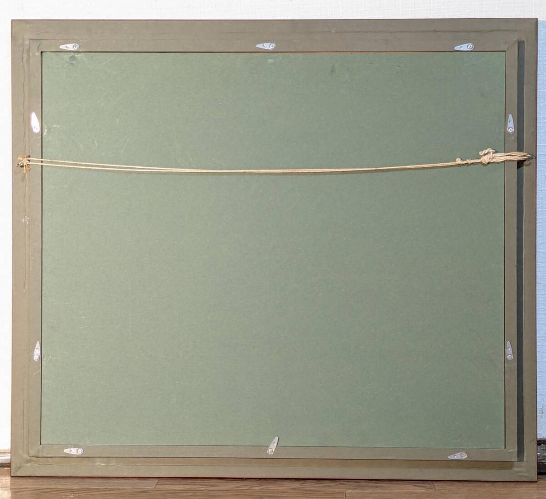 【真作】絵画　油彩8号　秋彩の山並み　柔らかな筆致が描く湖畔の風景画　Y105