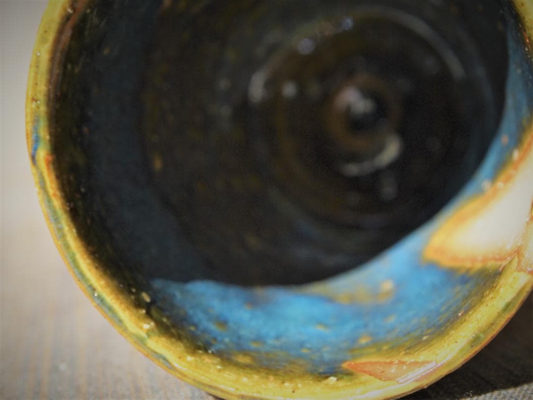 人気作家★隠崎隆一【師：人間国宝　伊勢崎淳】★織部麦酒器★共箱