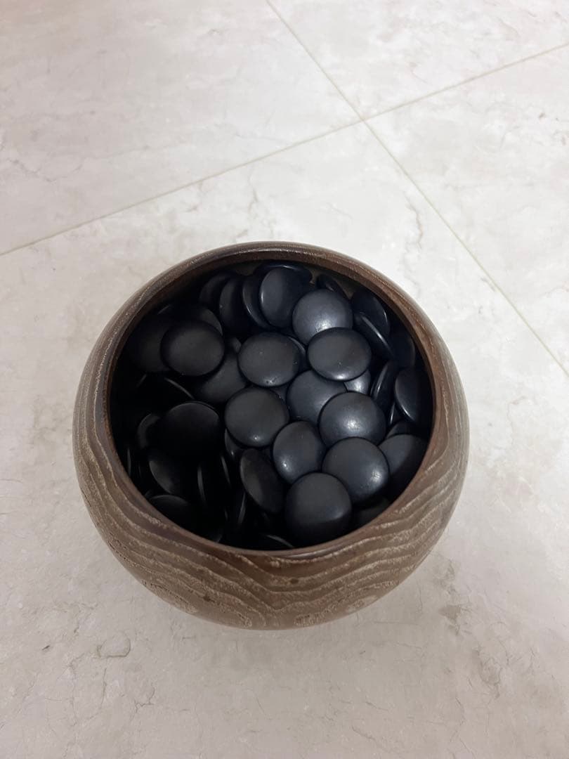 木製　囲碁碁盤　碁石セット　へそ有り