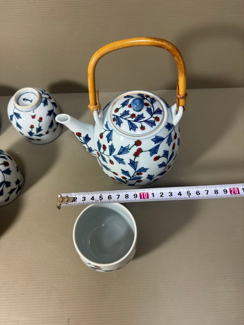 2199  源右衛門 染錦苺絵 茶器セット　急須1客　湯呑5客