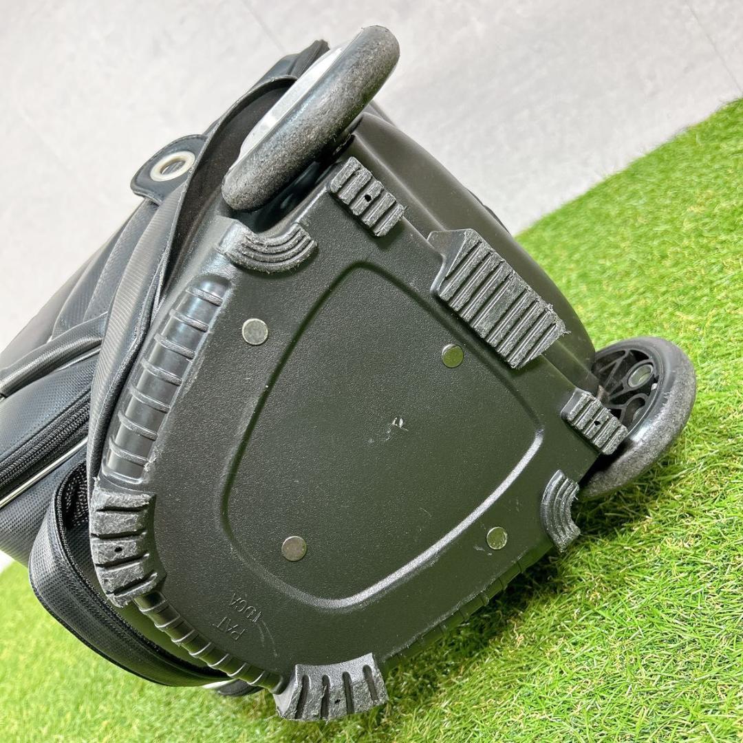 美品　マンシングウェア　キャディバッグ　キャスター　2輪　レザー調　ゴルフ　黒