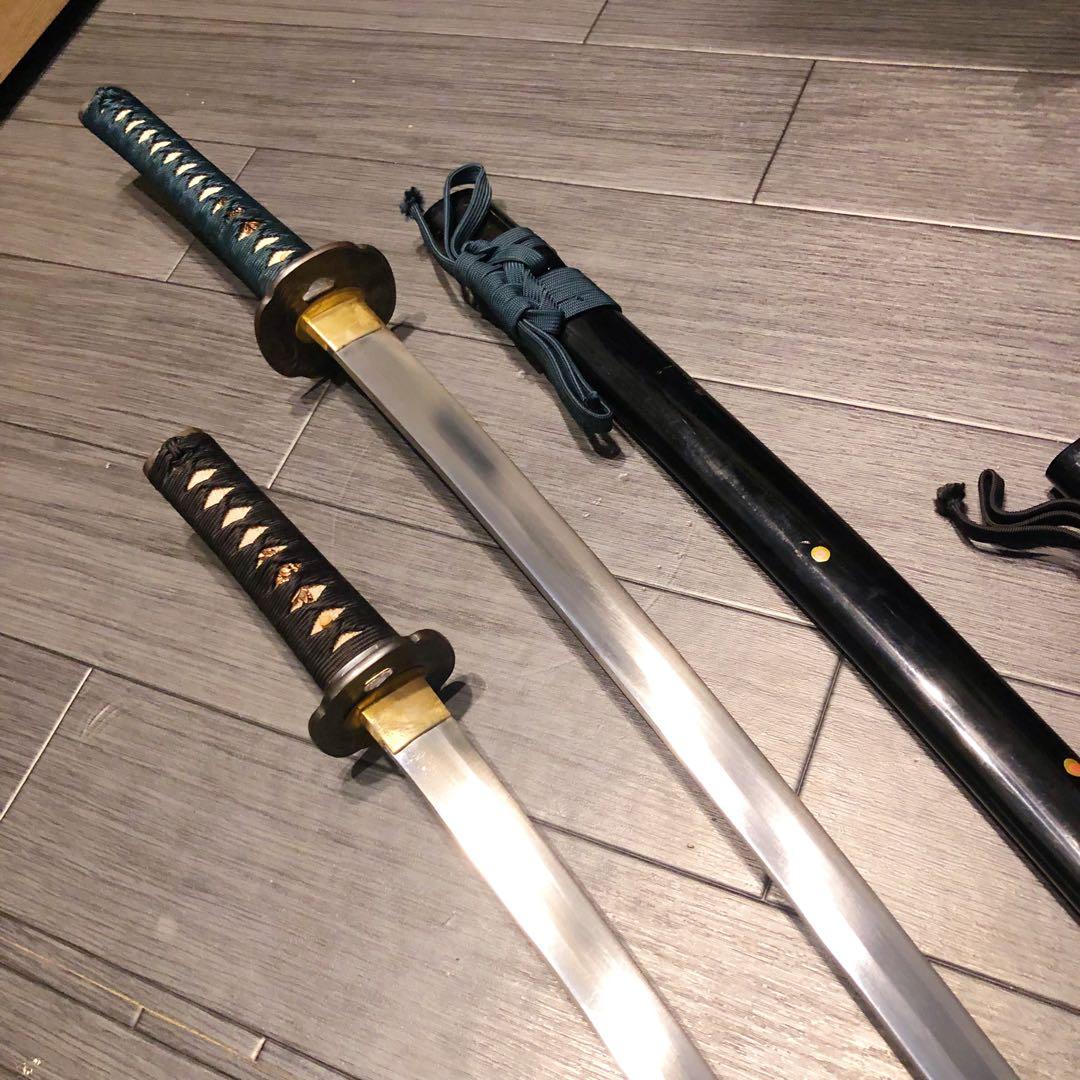 高級模造刀　高級居合刀　 土佐美術刀剣　大小セット　本研波刃　竹笹柄