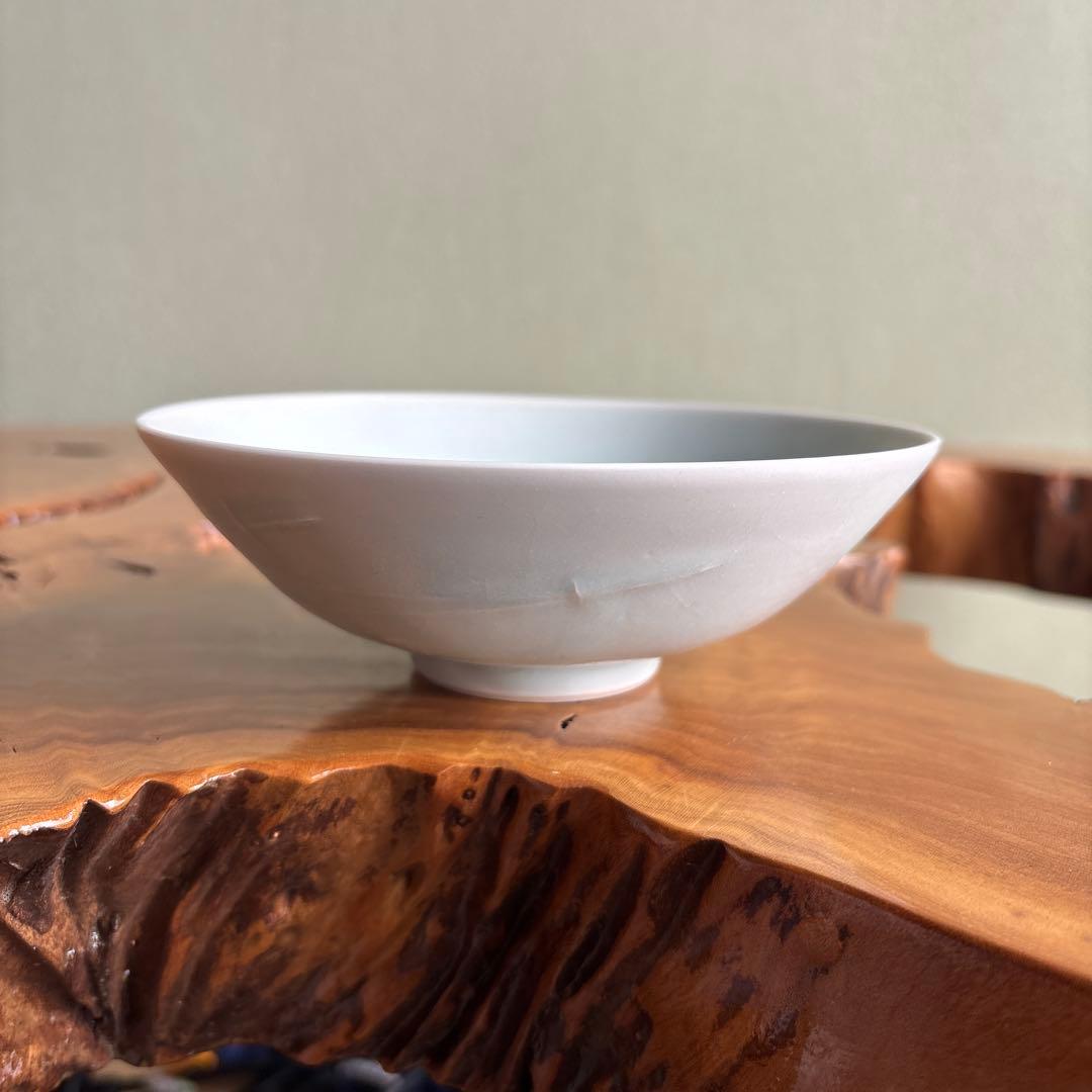 白瓷茶碗 宇野徹造 抹茶碗 茶道具 共箱（119Hd）