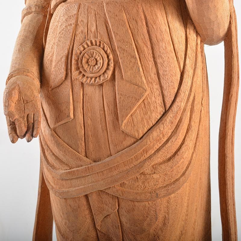 仏教美術　米林菊彫人作　木彫　聖観世音菩薩像　仏像　共箱　V　R6142B