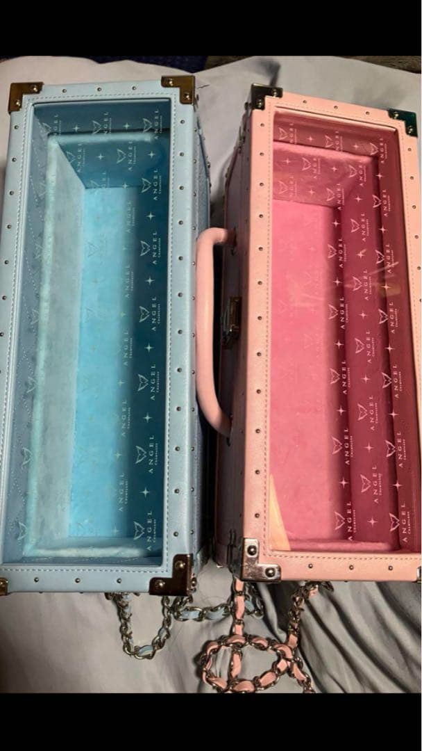 ③ エンジェル シャンパン ドゥミセック 空箱　ピンクとブルー　２個セット