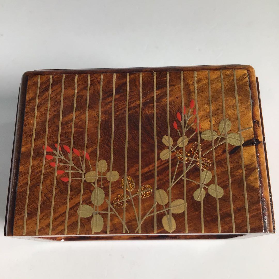 Ｎ１３９　香合　『蒔絵師　池端秀斉作』『鈴虫蒔絵』『虫籠香合』　共箱　茶道具