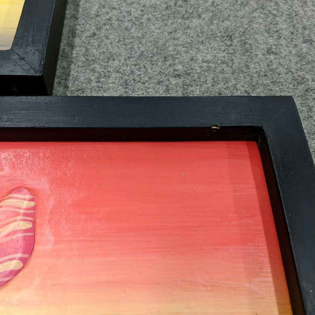 アフリカンアート 彫刻画 2点セット 42×32 32×62