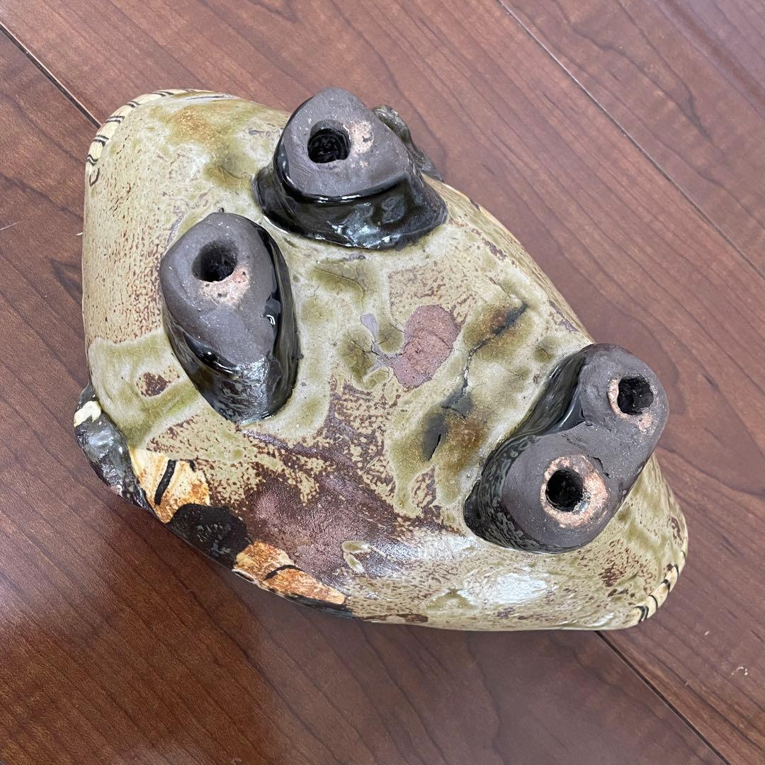 【魚の宮】　山内瑠璃子　練り込み　大島窯　置物