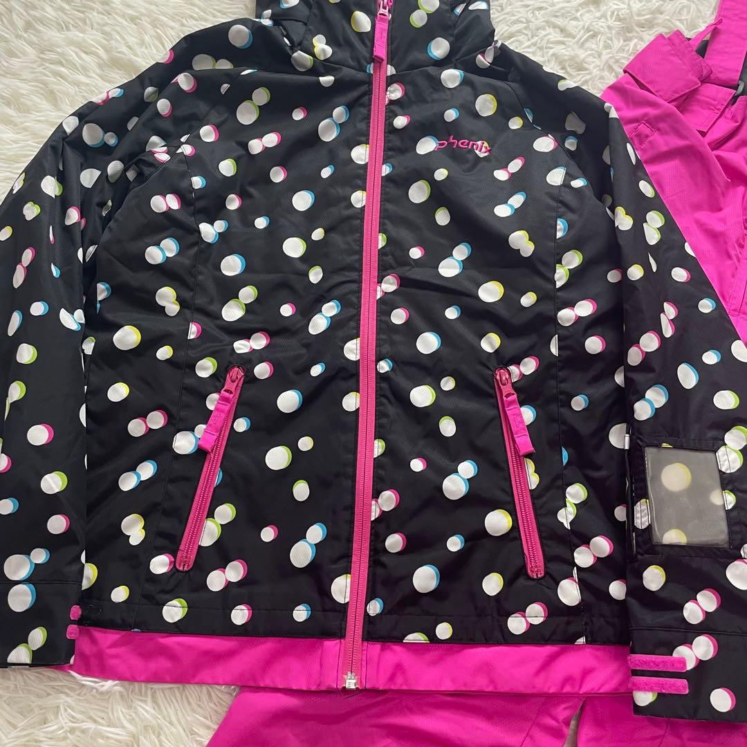 美品✨フェニックス スキーウェア 上下 セット M 160 レディース 黒 総柄