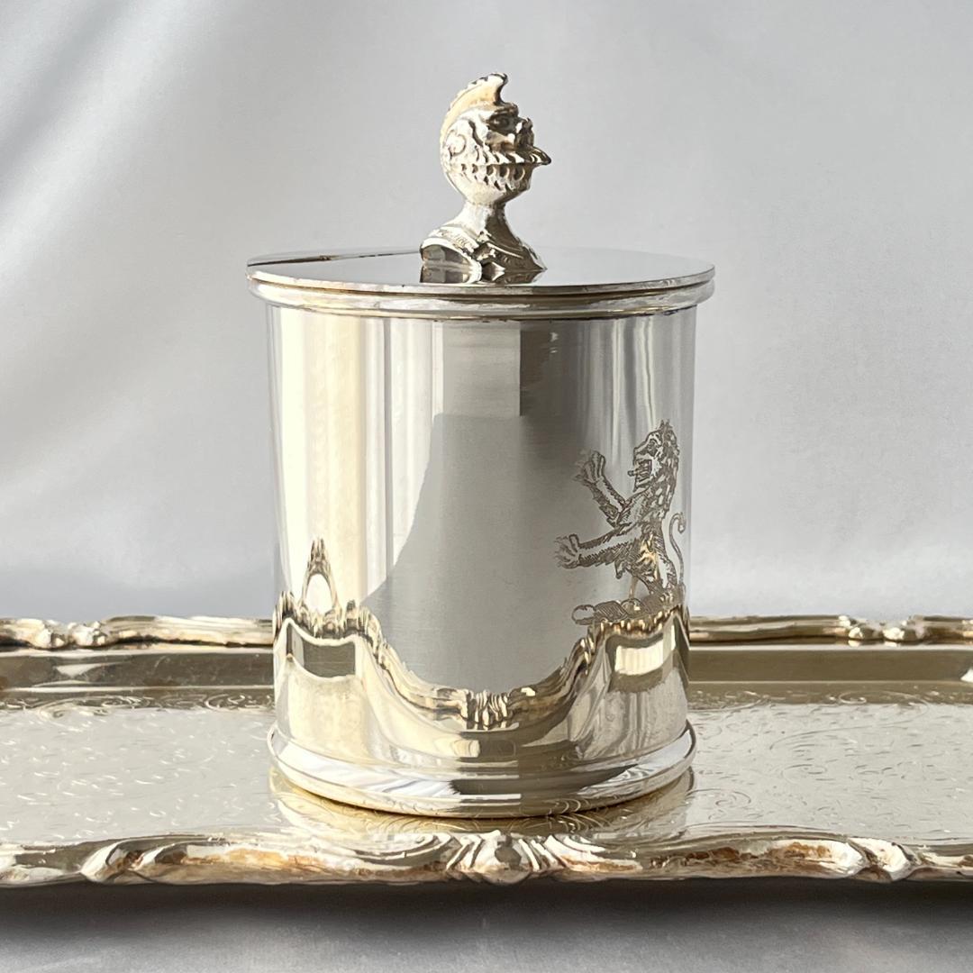 【E H Parkin & Co】騎士のティーキャディー【シルバープレート】