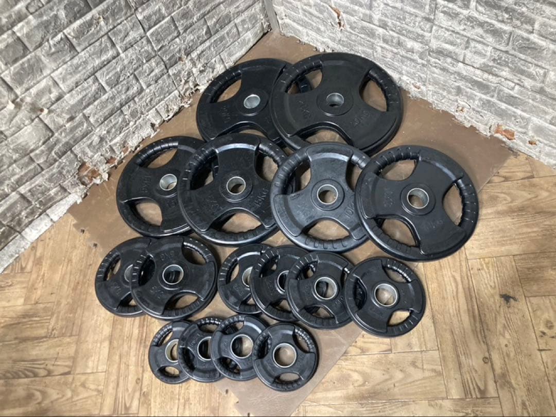 新品　バーベルプレートセット ラバー　計115Kg 穴径50mm