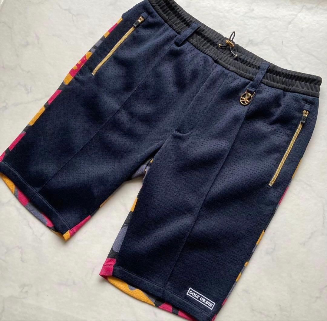 ⛳️極美品 メンズXL マークアンドロナ カモフラージュ柄 ハーフパンツ紺