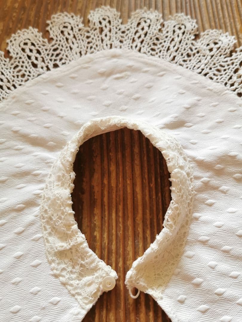 アンティークフランス ピケドプロヴァンス♢ ルピュイ クロシェ編レース装飾付け襟