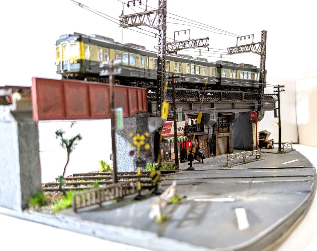 T*y様 Ｎゲージ・ミニジオラマ【昭和の京成町屋ガード下・都電のある情景】車両付