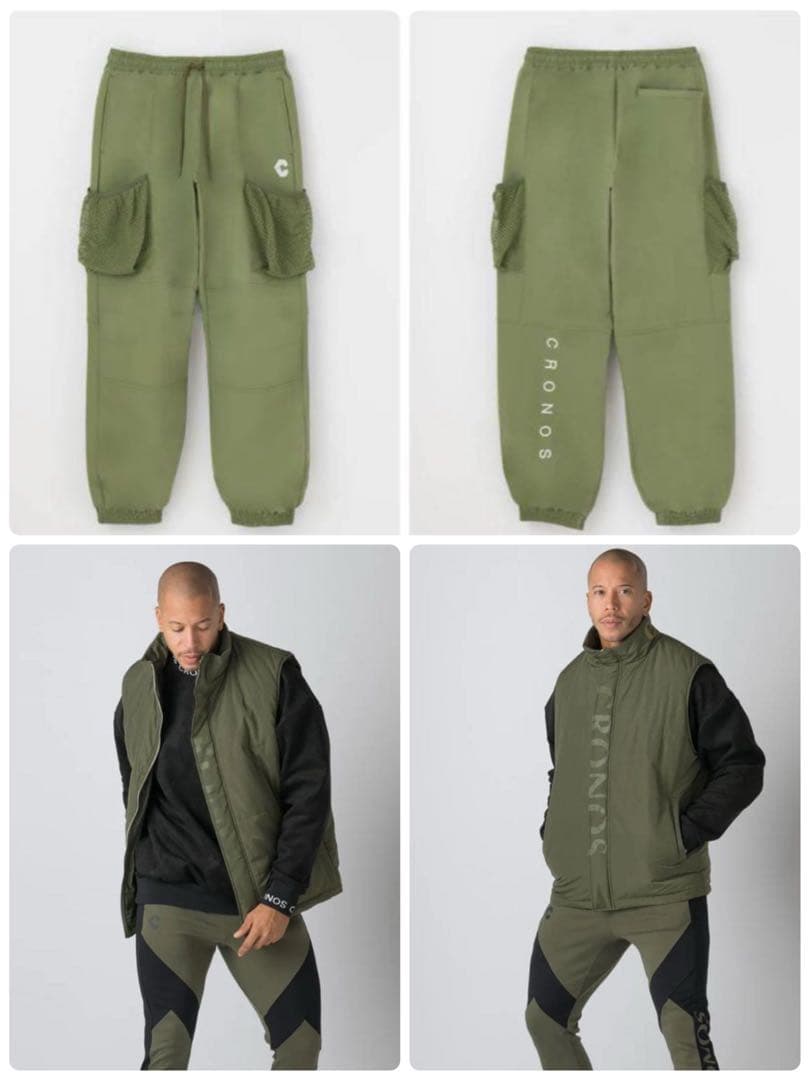 クロノス　CRONOS 中綿ベスト　アウタージャケット　カーゴパンツ　メンズ