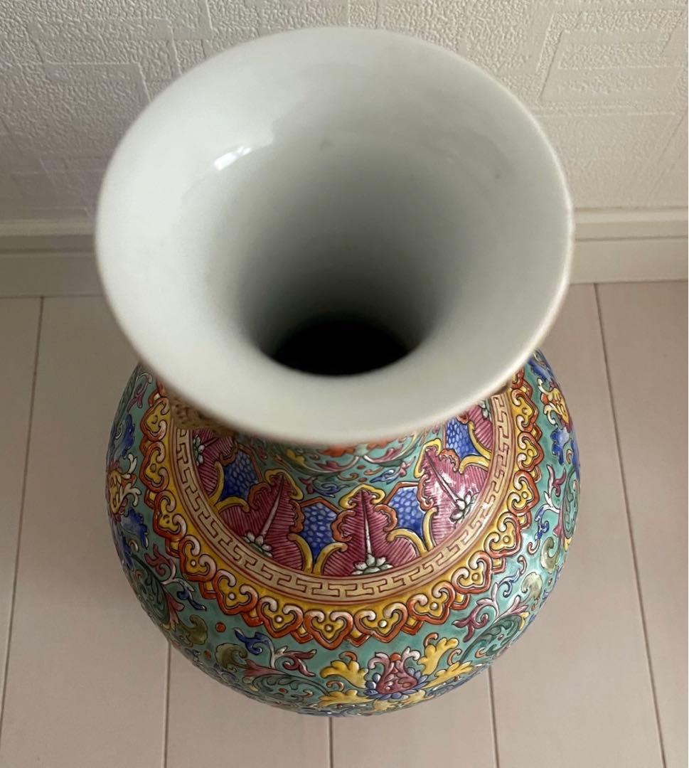 中国 骨董品 大清乾隆年製 粉彩鳳凰花唐草文 瓶