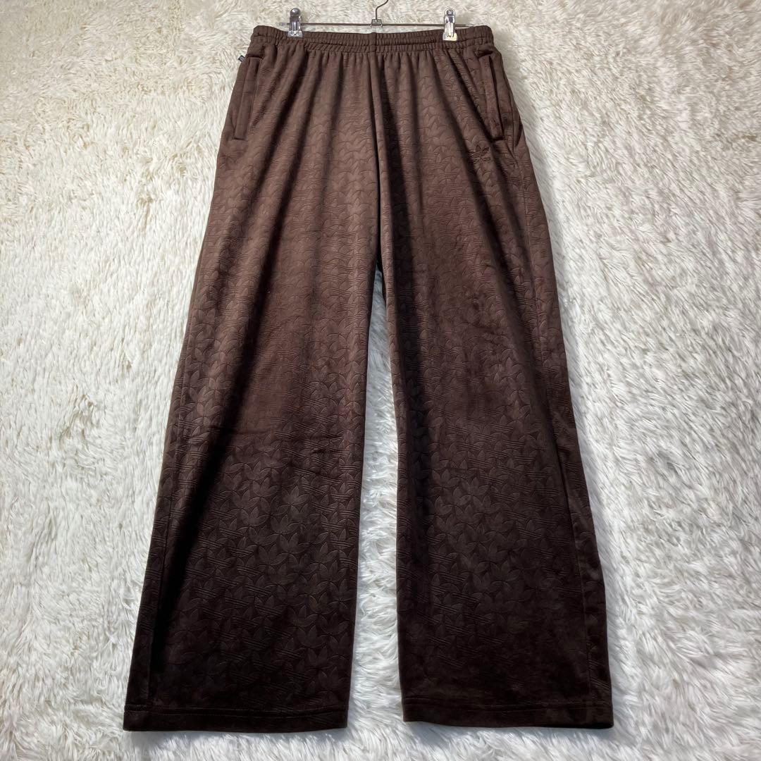 美品 adidas アディダス ベロア トラックパンツ 総柄 モノグラム XL