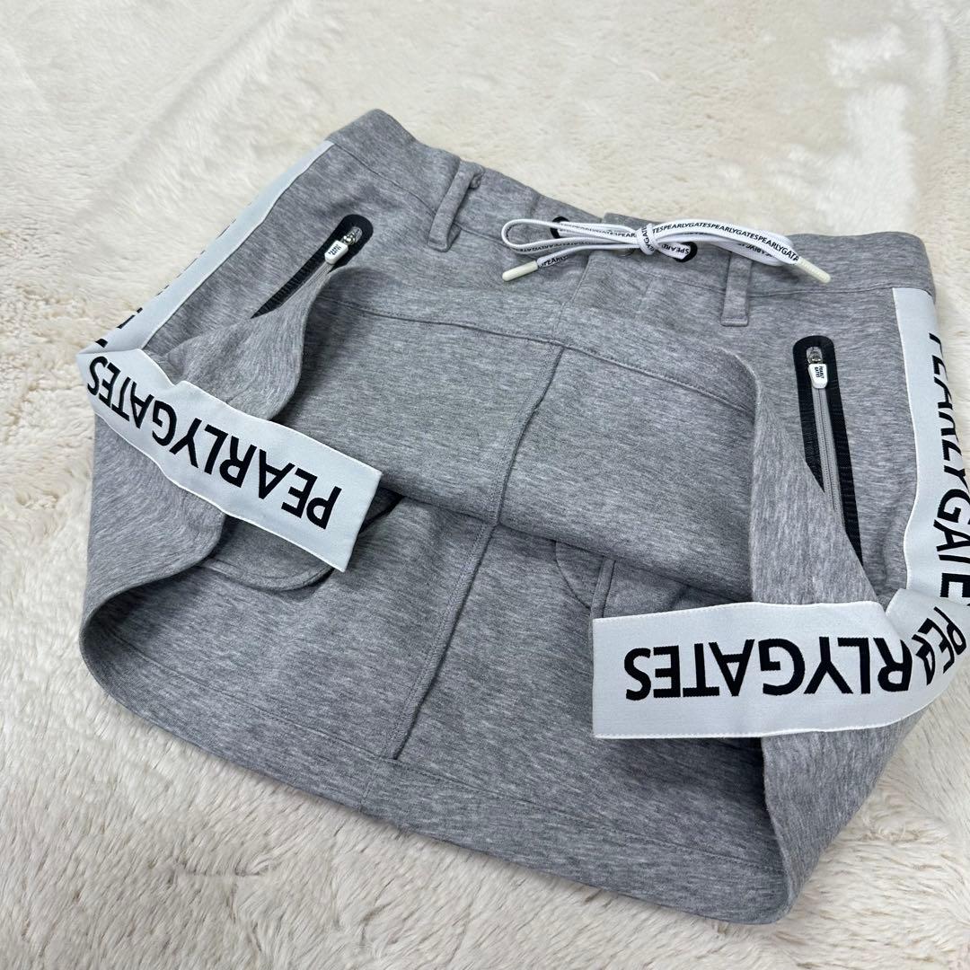 ✨美品✨パーリーゲイツ ロゴテープ スカート グレー 0 スウェット ストレッチ