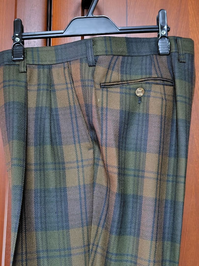 【美品】DAKSストレートパンツ　チェック柄ウール