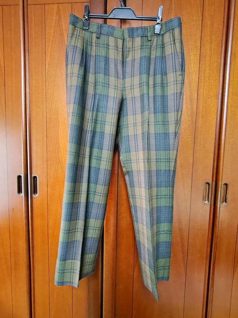 【美品】DAKSストレートパンツ　チェック柄ウール