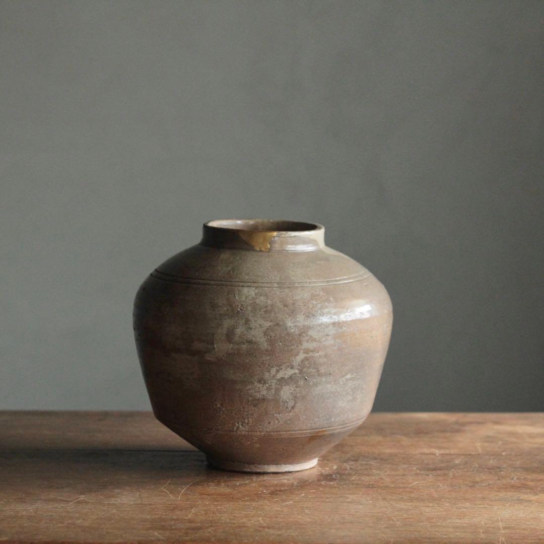 景色豊かな 李朝 壺 朝鮮美術 雨漏り手 古美術 古道具 アンティーク