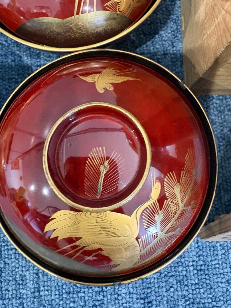 漆島塗吸物椀　金蒔絵　骨董　時代物　アンティーク　10客共箱付き