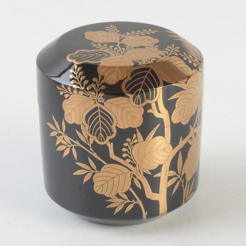 tkfm2002坂下雄峰作　惺斉好写　桐竹蒔絵　大雪吹　共箱　V　9621