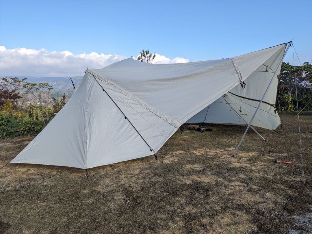 【二又ポール&跳ね上げポール付き】ランドステーションL アイボリー 二又付き