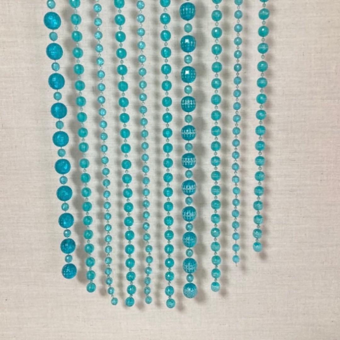 セルコン 珠のれん 玉暖簾 仕切り すだれ カーテン 壁掛け 青 ポップ レトロ