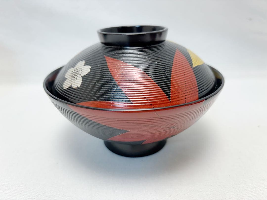 ほぼ未使用 懐石道具 木製漆器 千筋 金彩もみじ蒔絵 吸物椀 5客揃 共箱