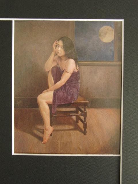 舟木誠一郎、雨夜の月、希少な画集より、新品高級額・額装付、状態良好