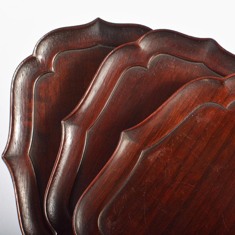 中国　唐木紫檀製　茶托　小皿　五客　V　R6622E