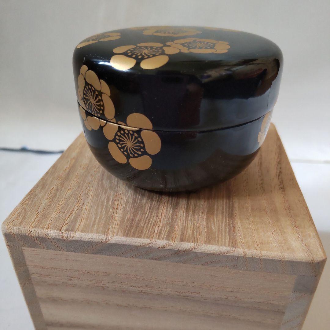 坂下雄峰 作 溢梅蒔絵 白粉解棗 香合 山中塗 共箱 共布 漆器 茶道具 美品