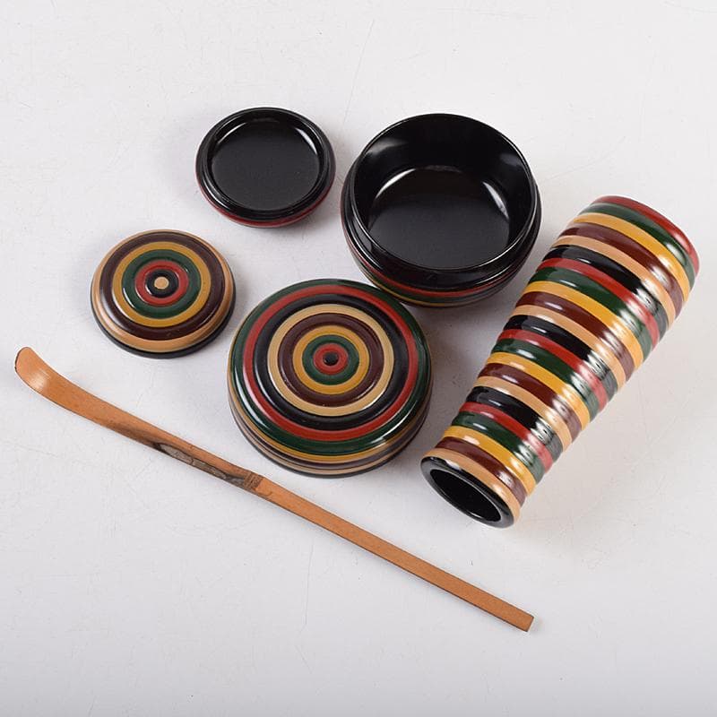 茶道具　平安　籃峰斎作　茶籠　茶碗　独楽棗など　七点一式　仕覆付　Y　R9517