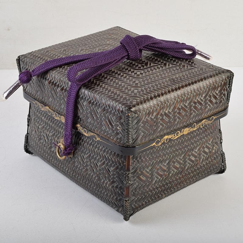 茶道具　平安　籃峰斎作　茶籠　茶碗　独楽棗など　七点一式　仕覆付　Y　R9517