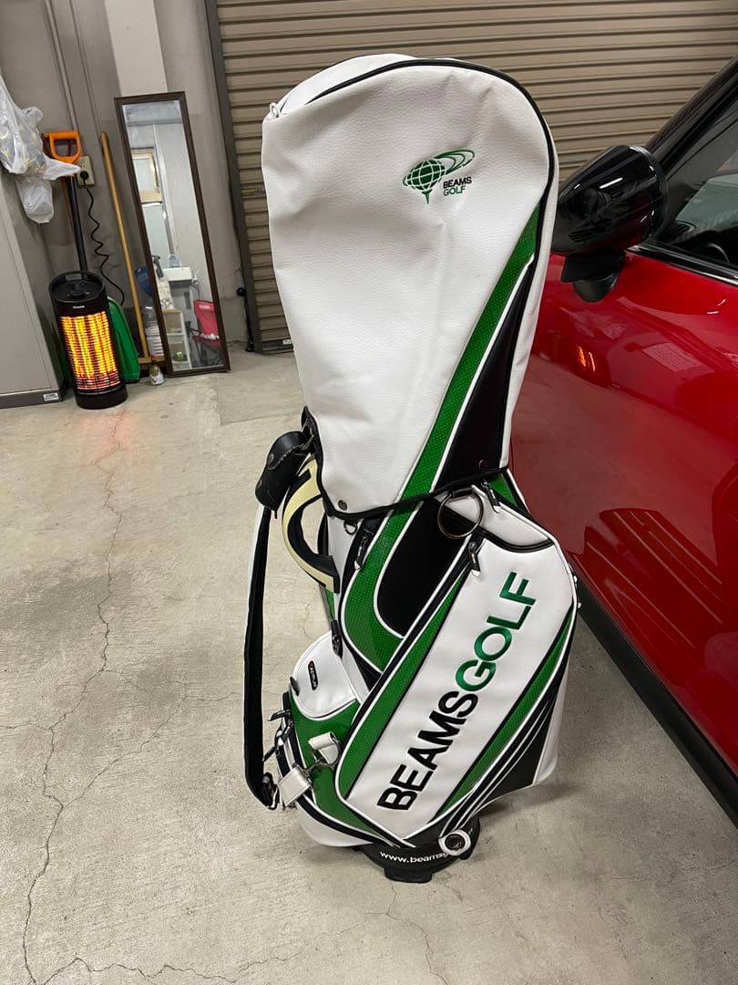 BEAMS GOLF キャディバッグ ホワイト/グリーン