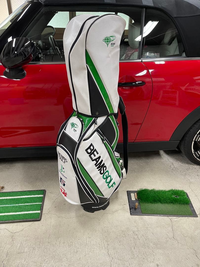 BEAMS GOLF キャディバッグ ホワイト/グリーン