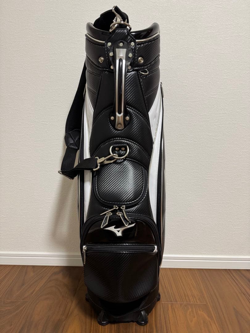 Mizuno ミズノ ゴルフバッグ カーボン調 黒×シルバー
