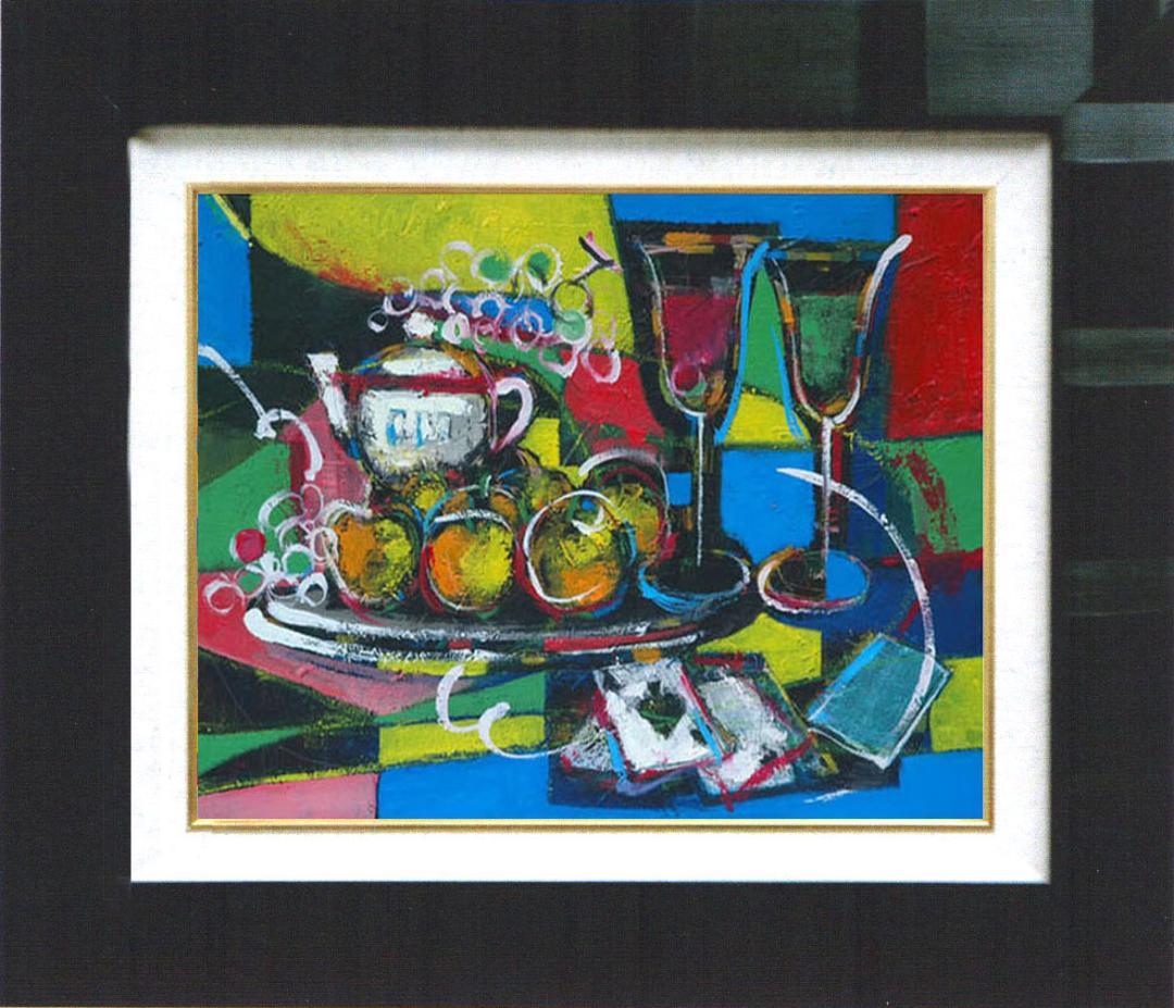 油絵 菅家令子 絵 絵画 インテリア uF6-120309 静物 フルーツ