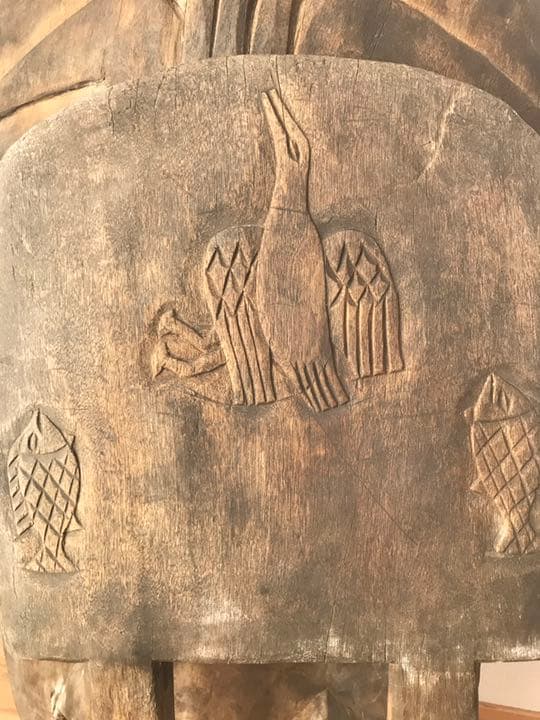 アフリカ　組立椅子　アンティーク　セヌフォ　木彫