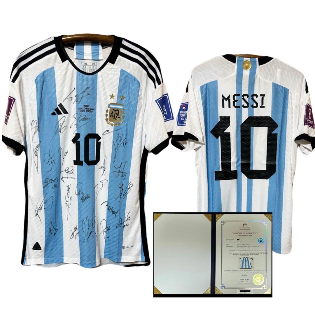 【メッシ直筆サイン入り3枚】 アルゼンチン代表•バルセロナユニフォームおまけ付き
