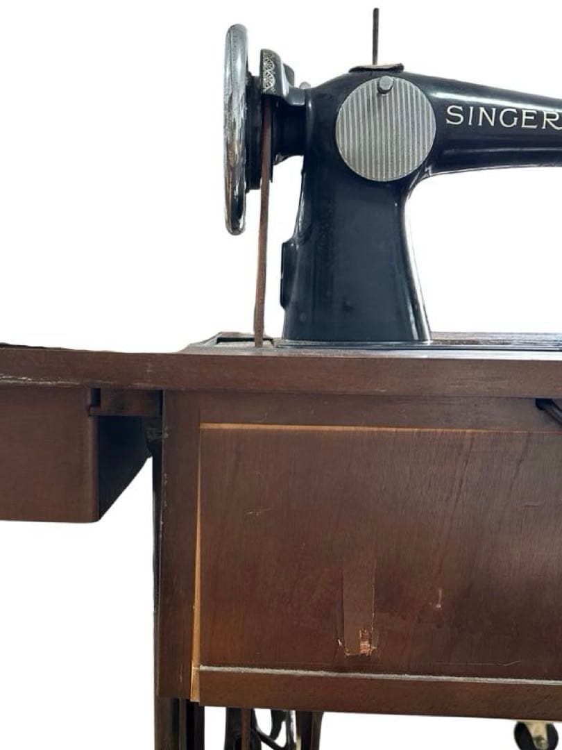 【インテリア送料込み】SINGER 手動式ミシン テーブル付き 引き出し 蓋付き