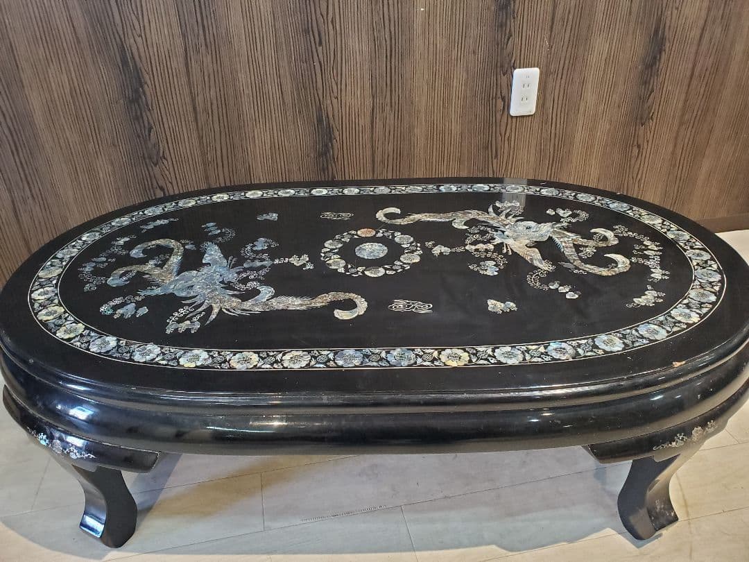 アジアンスタイル 木製楕円形テーブル