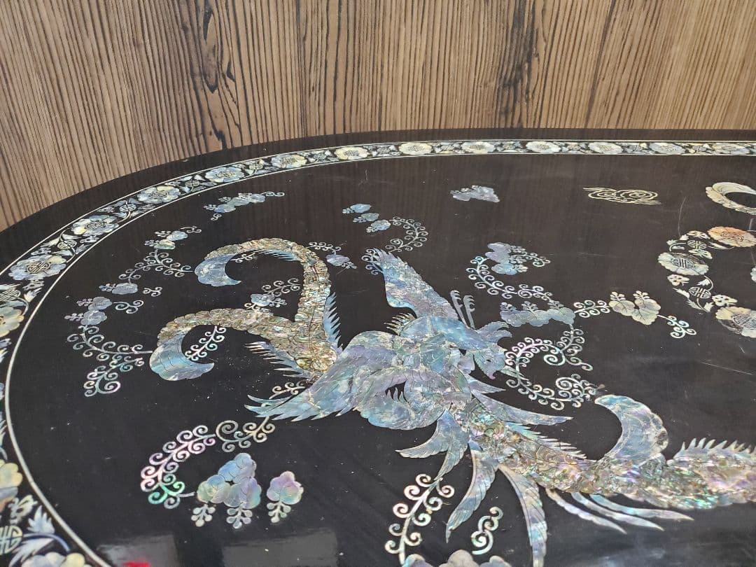 アジアンスタイル 木製楕円形テーブル