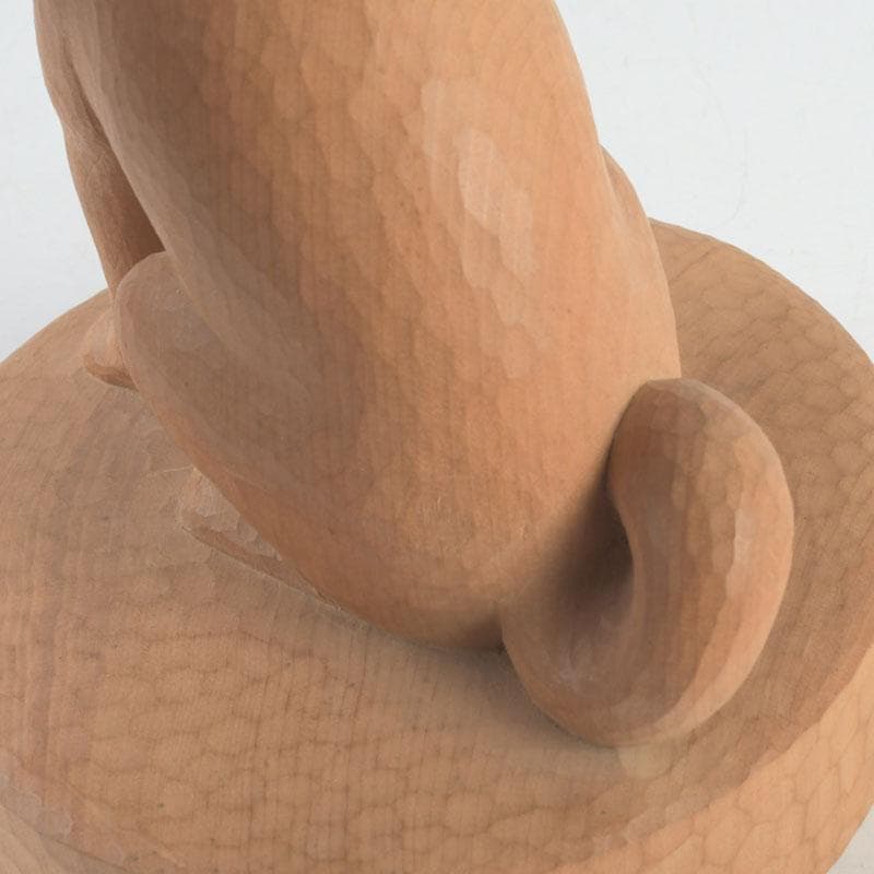 新木　氷馬 富山県工芸家　得地秀生作　木彫　犬　置物　共箱　V　9559