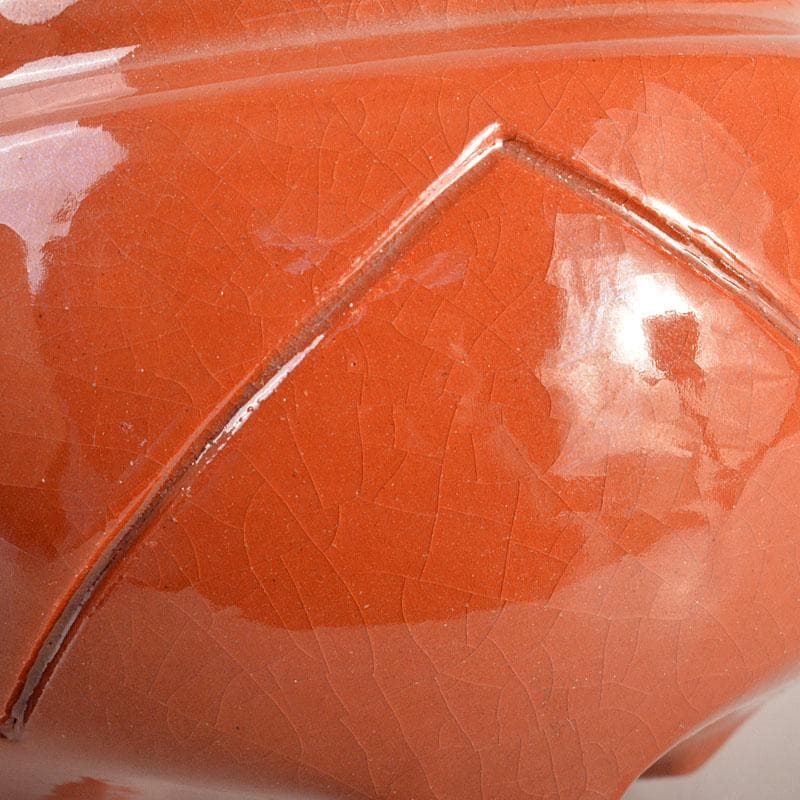 茶道具　京焼　川崎和楽作　赤楽　三足香炉　共布共箱　V　6823